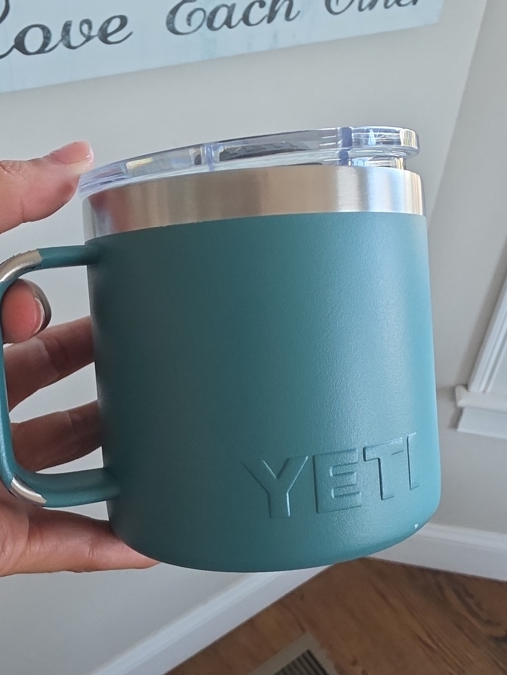 Yeti Seafoam Green Insulated Rambler Mug with Clear Lid